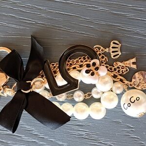 Chanel Style Keychain or Purse Charm, Blk, New No Tag